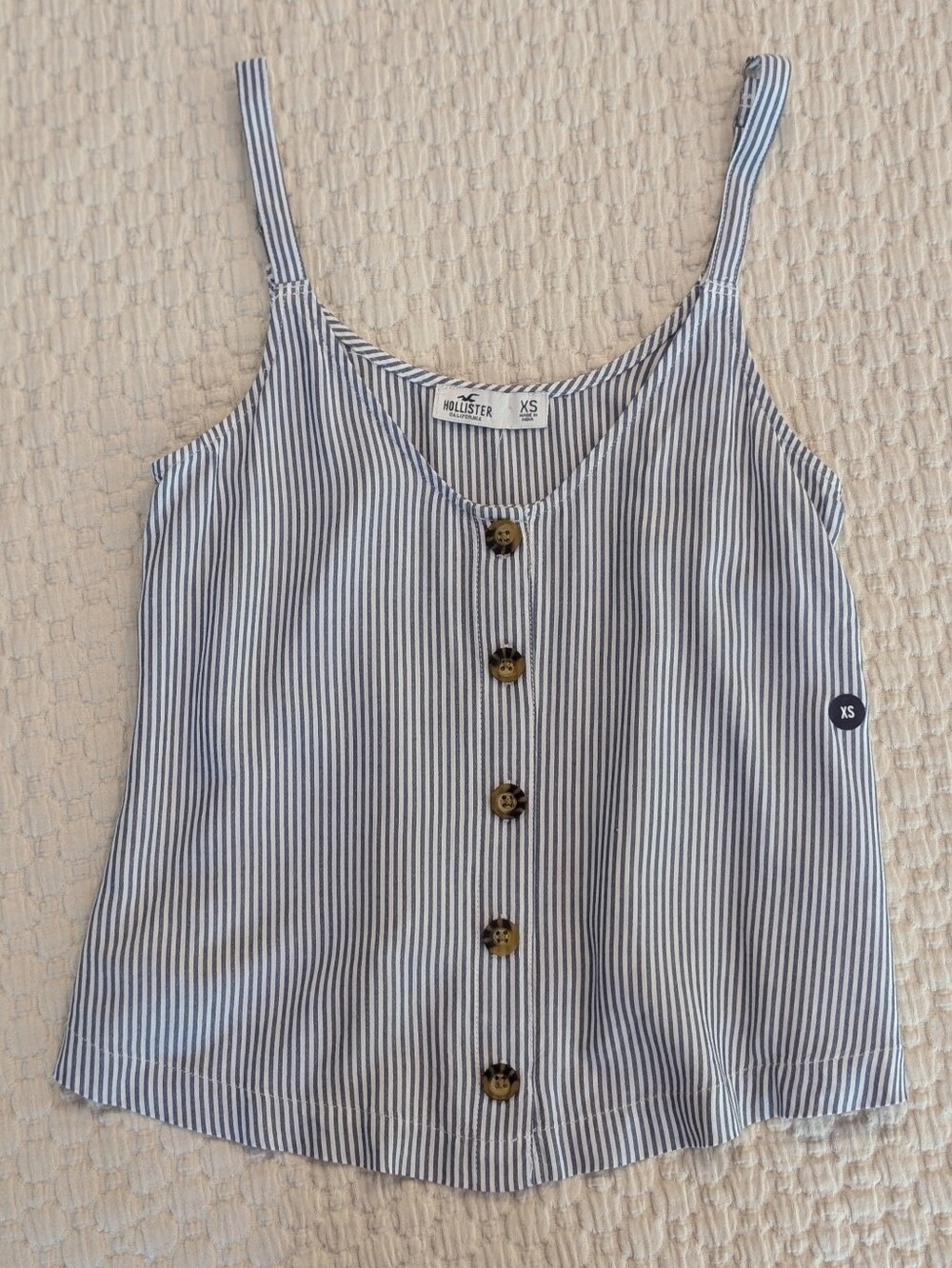 NWT Hollister Blue & White Striped Button-Front Tank Top Sz XS